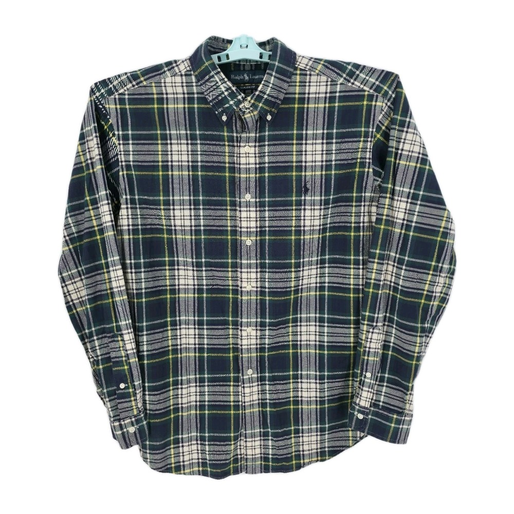Ralph Lauren Classic Fit Men's Blue Yellow and Green Long Sleeve Shirt Size‎ XL
